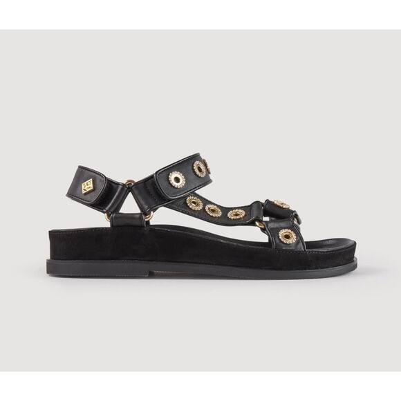 NEW Sandro Rhinestone Hook and Loop Sandals Black size 36 / 5.5 - Picture 2 of 12